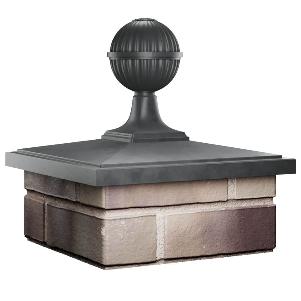 Колпак Zking БонаМоно Серый с шаром на столб 1.5х1.5 кирпича (385х385, 400х400мм) в сборе в Ачинске фото