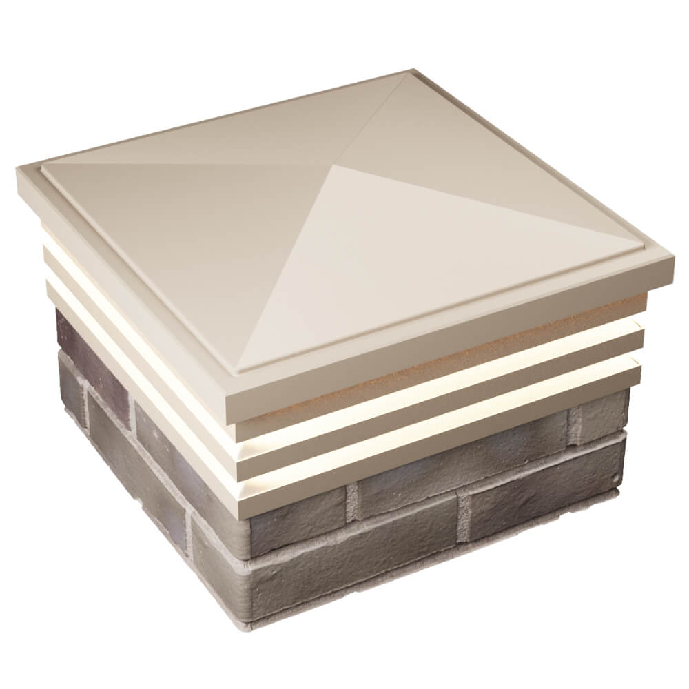 Колпак Zking Бона ХайТек Бежевый на столб 1.5х1.5 кирпича (385х385мм) с подсветкой в Ачинске фото