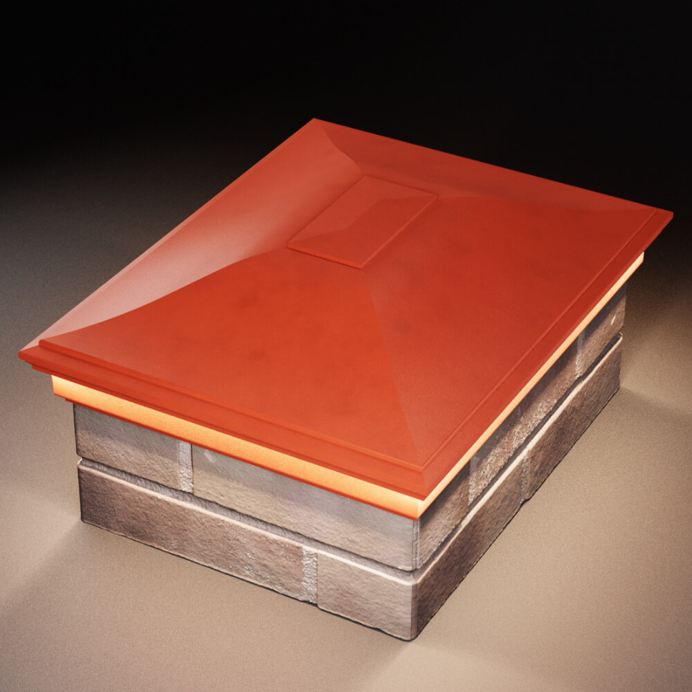 Колпак Zking Монблан Красный на столб 2х1.5 кирпича (515х385мм) c подсветкой в Ачинске фото