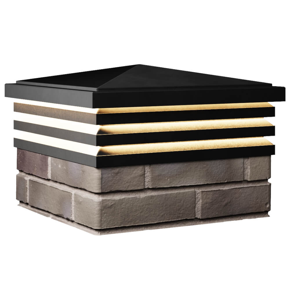 Колпак Zking Бона ХайТек Черный на столб 1.5х1.5 кирпича (385х385мм) с подсветкой в Ачинске фото