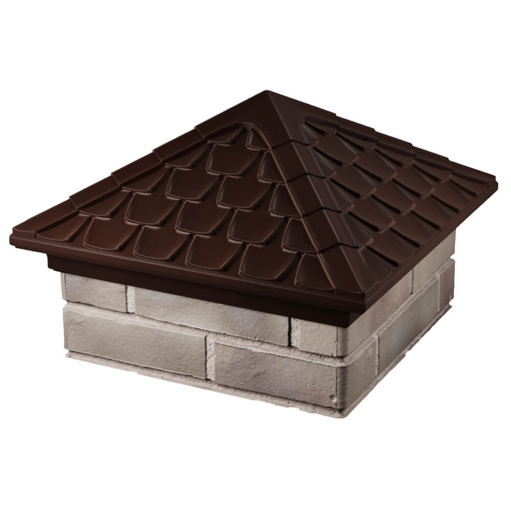 Колпак Zking Эльбрус Коричневый на столб 1.5х1.5 кирпича (385х385мм) в Ачинске фото