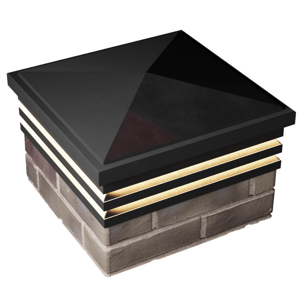 Колпак Zking Бона ХайТек Черный на столб 1.5х1.5 кирпича (385х385мм) с подсветкой в Ачинске фото