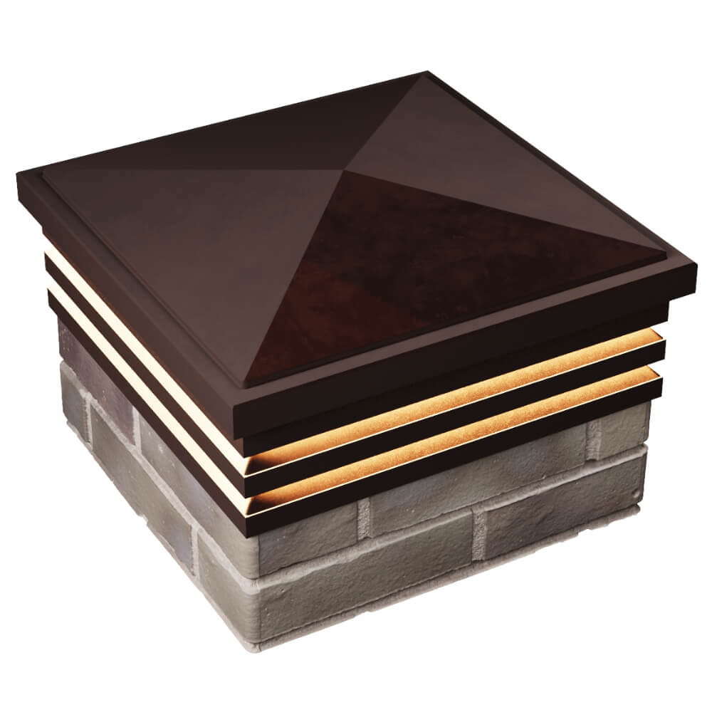 Колпак Zking Бона ХайТек Коричневый на столб 1.5х1.5 кирпича (385х385мм) с подсветкой в Ачинске фото