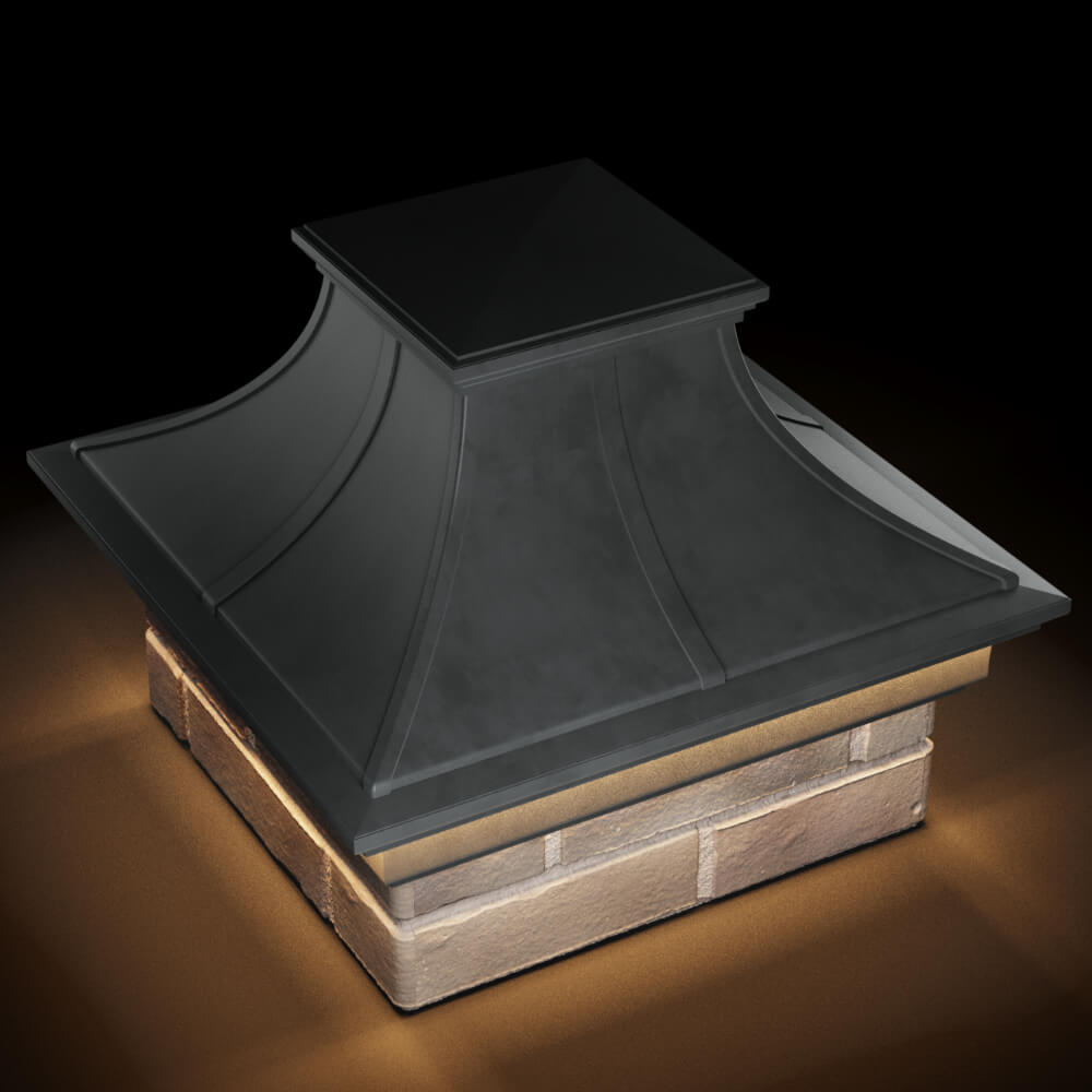 Колпак Zking Монблан Премиум Серый на столб 1.5х1.5 кирпича (385х385мм) с подсветкой в Ачинске фото