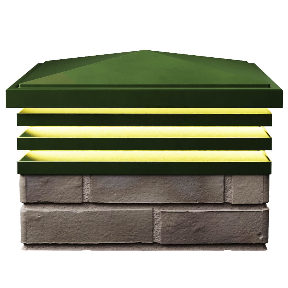 Колпак Zking Бона ХайТек Зеленый на столб 1.5х1.5 кирпича (385х385мм) с подсветкой в Ачинске фото