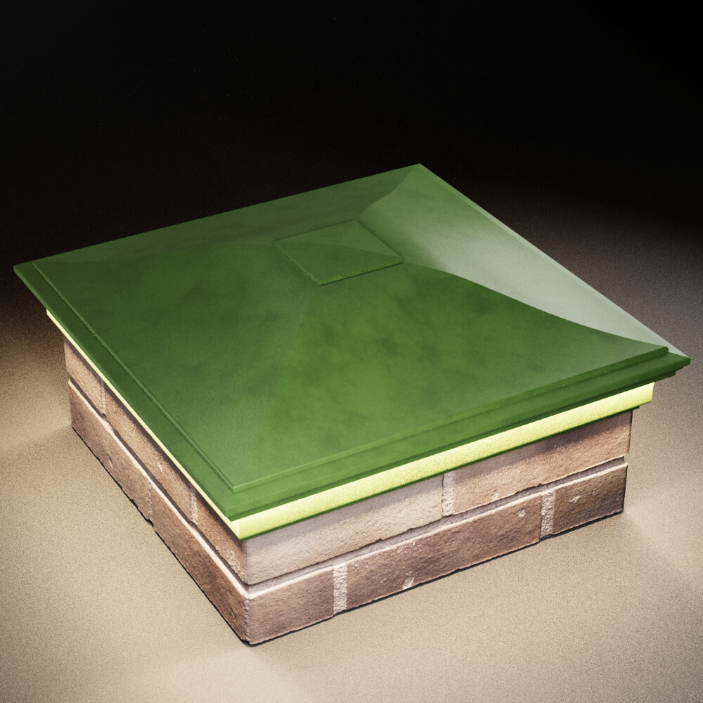 Колпак Zking Монблан Зеленый на столб 2х2 кирпича (515х515мм) c подсветкой в Ачинске фото