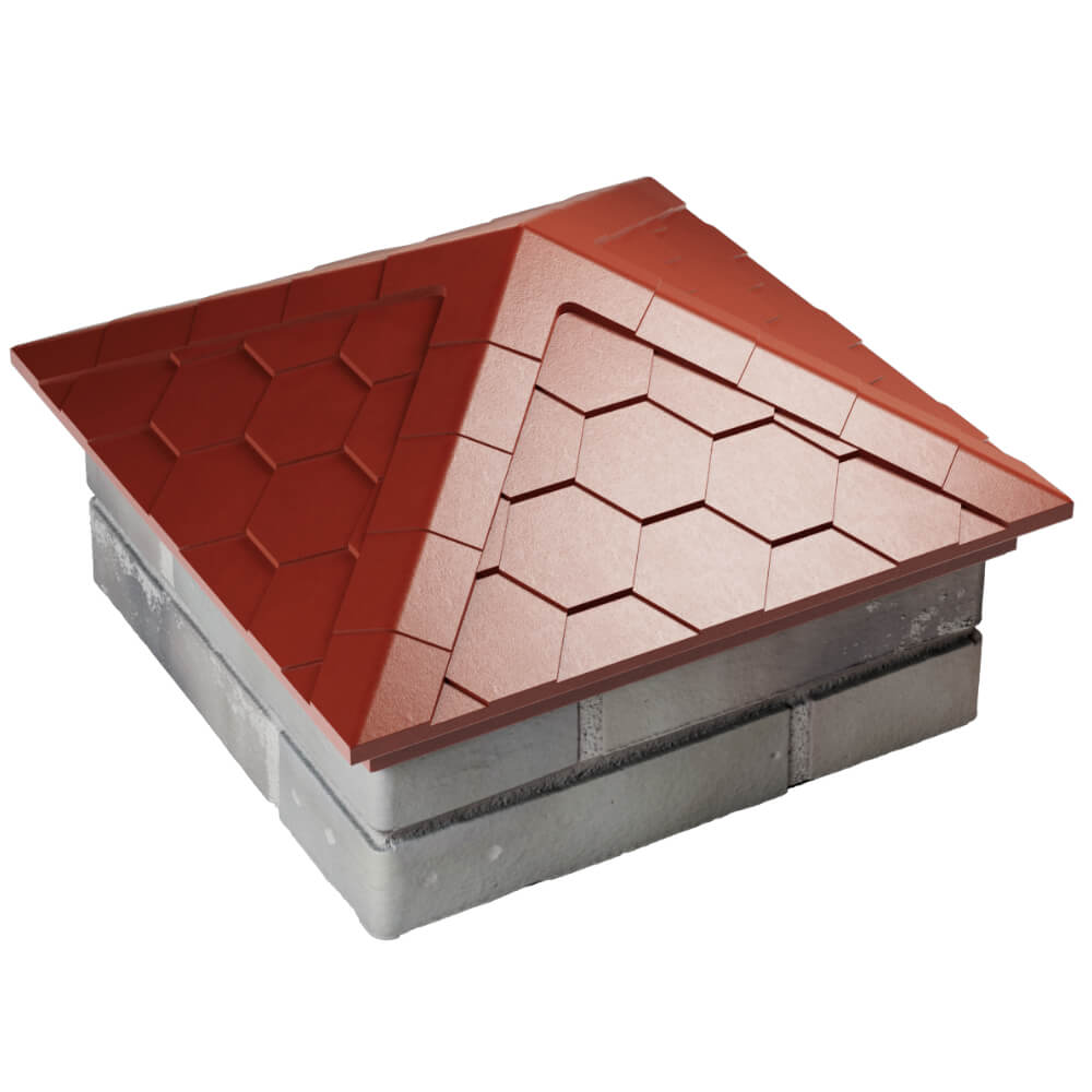 Колпак Zking Эверест Красный на столб 1.5х1.5 кирпича (390х390мм) в Ачинске фото