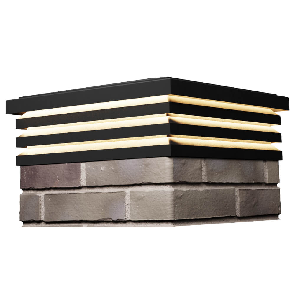 Колпак Zking Бона ХайТек Черный на столб 1.5х1.5 кирпича (385х385мм) с подсветкой в Ачинске фото