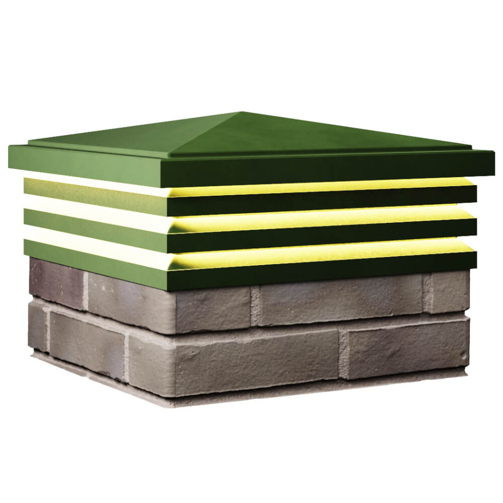 Колпак Zking Бона ХайТек Зеленый на столб 1.5х1.5 кирпича (385х385мм) с подсветкой в Ачинске фото