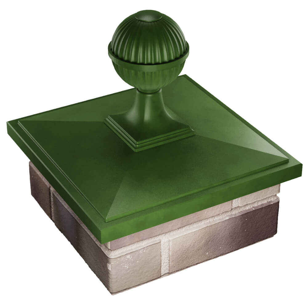 Колпак Zking БонаМоно Зеленый с шаром на столб 1.5х1.5 кирпича (385х385, 400х400мм) в сборе в Ачинске фото