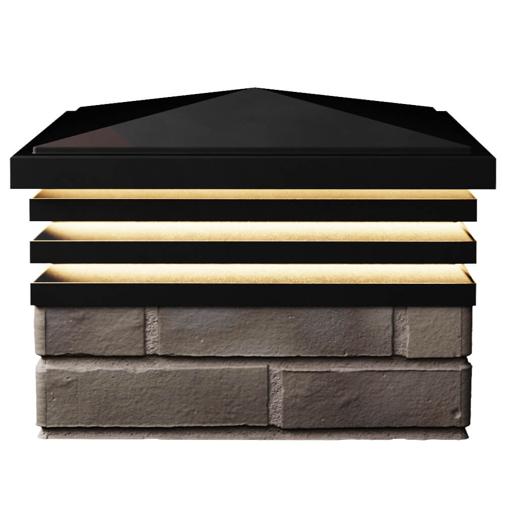 Колпак Zking Бона ХайТек Черный на столб 1.5х1.5 кирпича (385х385мм) с подсветкой в Ачинске фото