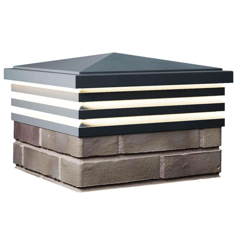 Колпак Zking Бона ХайТек Серый на столб 1.5х1.5 кирпича (385х385мм) с подсветкой в Ачинске фото