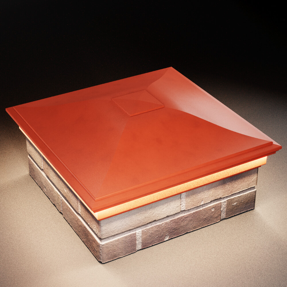 Колпак Zking Монблан Красный на столб 2х2 кирпича (515х515мм) c подсветкой в Ачинске фото