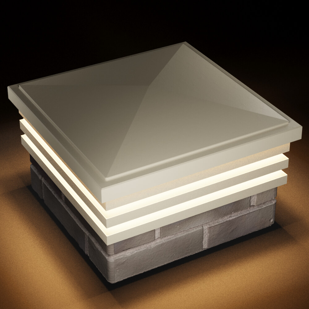 Колпак Zking Бона ХайТек Бежевый на столб 1.5х1.5 кирпича (385х385мм) с подсветкой в Ачинске фото