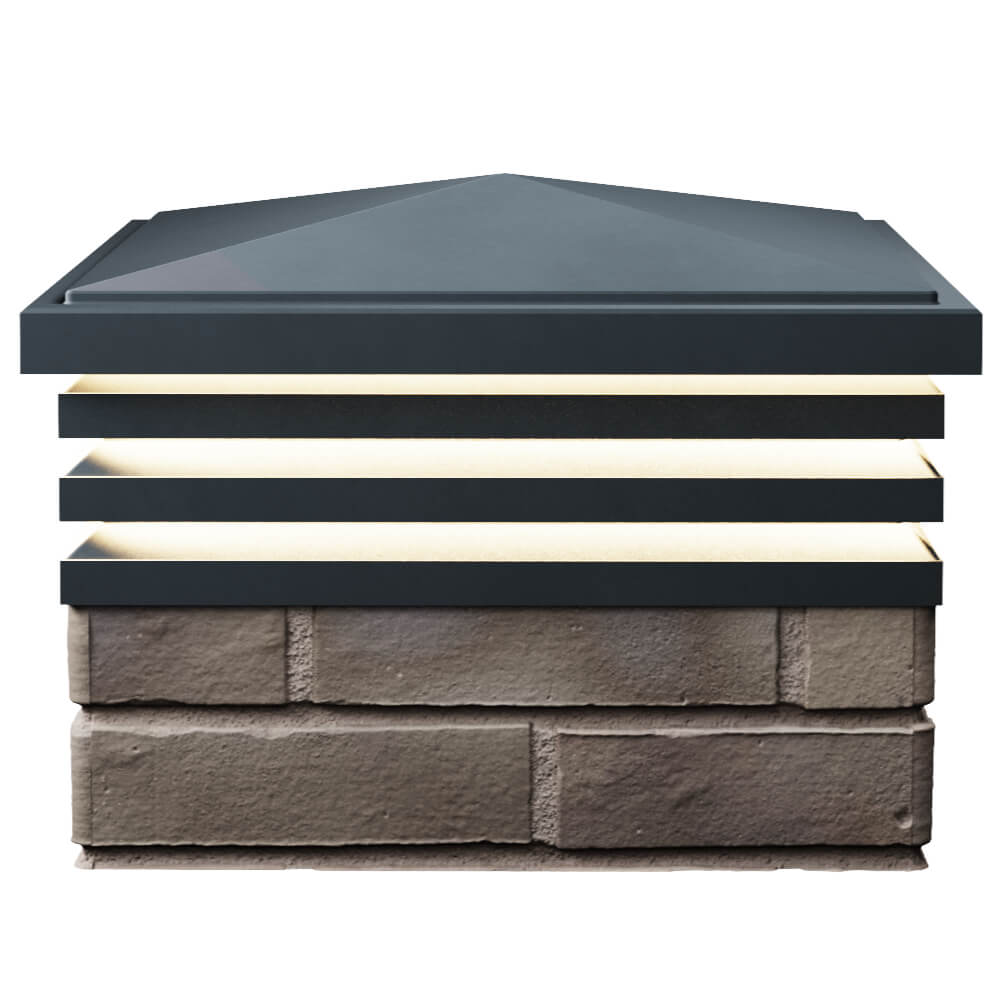 Колпак Zking Бона ХайТек Серый на столб 1.5х1.5 кирпича (385х385мм) с подсветкой в Ачинске фото