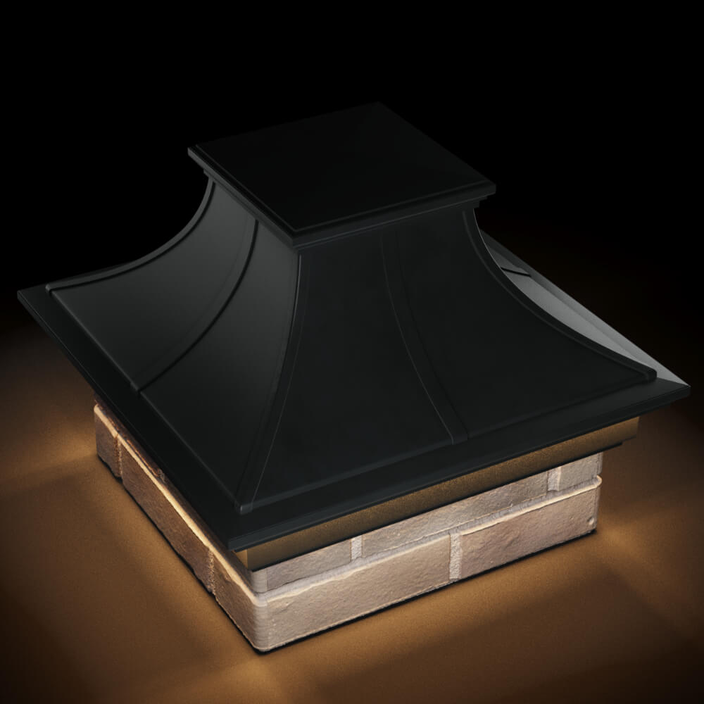 Колпак Zking Монблан Премиум Черный на столб 1.5х1.5 кирпича (385х385мм) с подсветкой в Ачинске фото