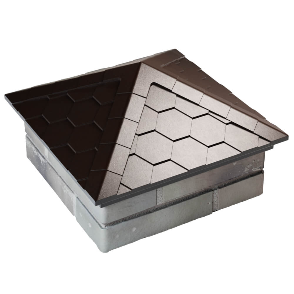 Колпак Zking Эверест Коричневый на столб 1.5х1.5 кирпича (390х390мм) в Ачинске фото