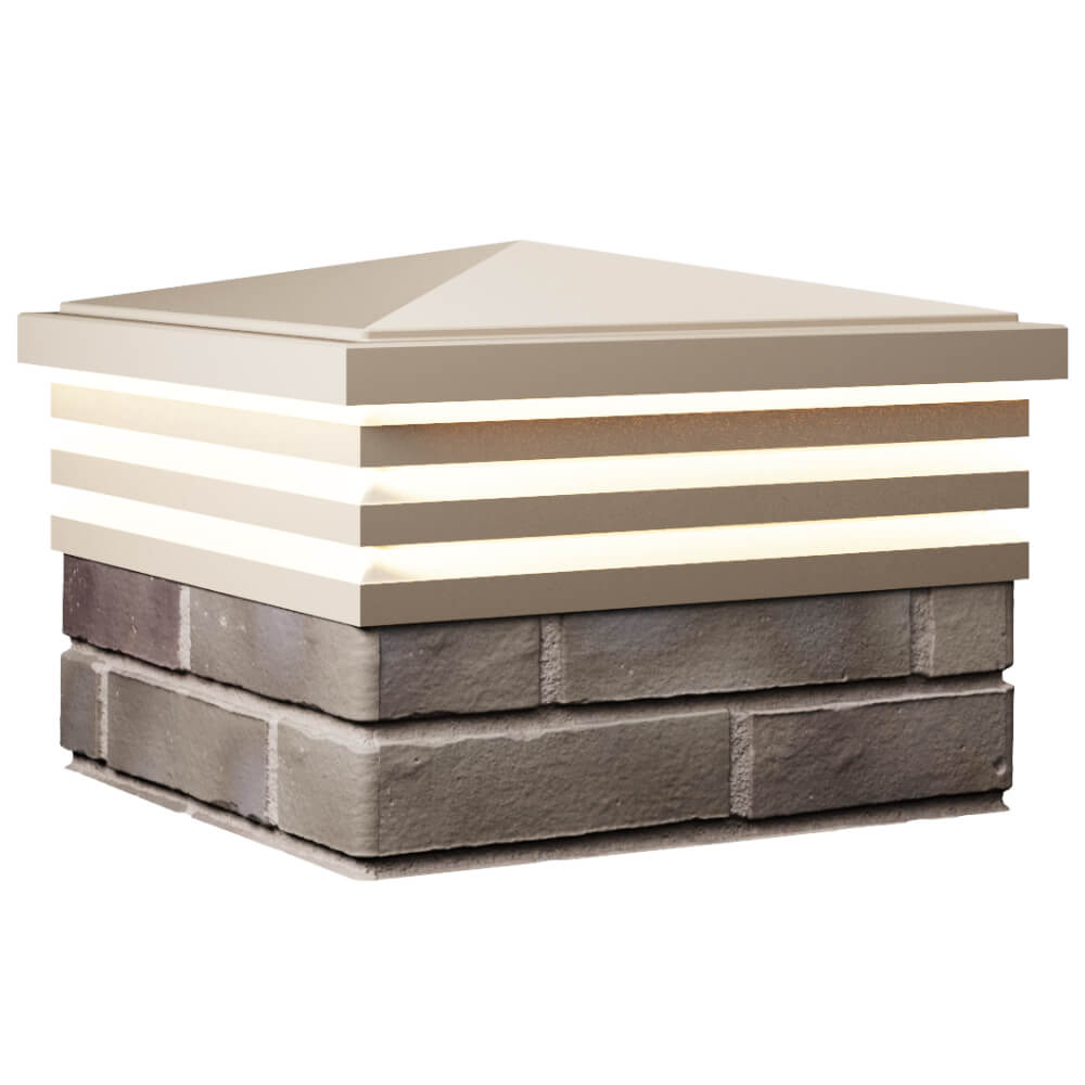 Колпак Zking Бона ХайТек Бежевый на столб 1.5х1.5 кирпича (385х385мм) с подсветкой в Ачинске фото