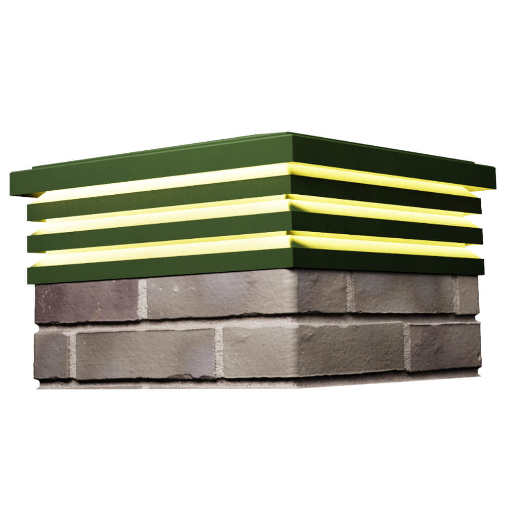 Колпак Zking Бона ХайТек Зеленый на столб 1.5х1.5 кирпича (385х385мм) с подсветкой в Ачинске фото