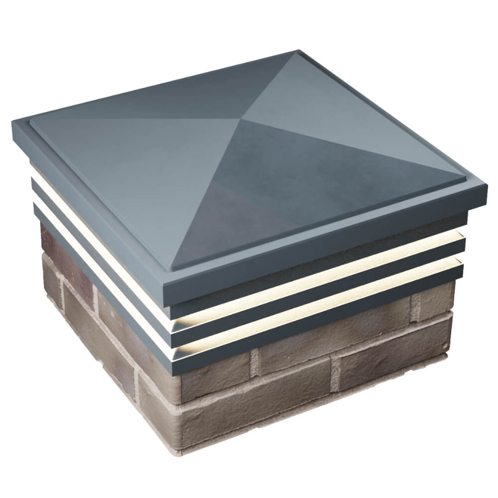 Колпак Zking Бона ХайТек Серый на столб 1.5х1.5 кирпича (385х385мм) с подсветкой в Ачинске фото