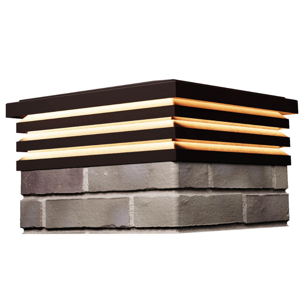 Колпак Zking Бона ХайТек Коричневый на столб 1.5х1.5 кирпича (385х385мм) с подсветкой в Ачинске фото