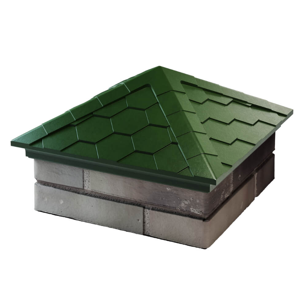 Колпак Zking Эверест Зеленый на столб 1.5х1.5 кирпича (390х390мм) в Ачинске фото