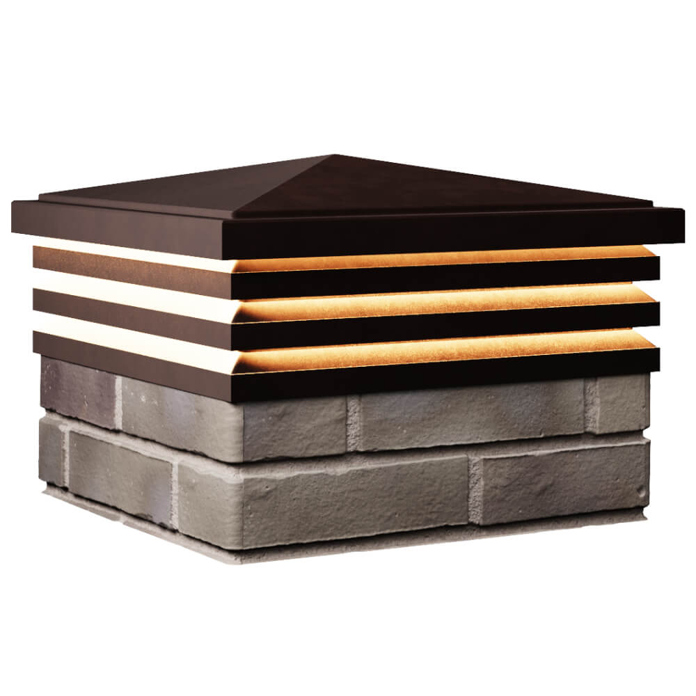 Колпак Zking Бона ХайТек Коричневый на столб 1.5х1.5 кирпича (385х385мм) с подсветкой в Ачинске фото