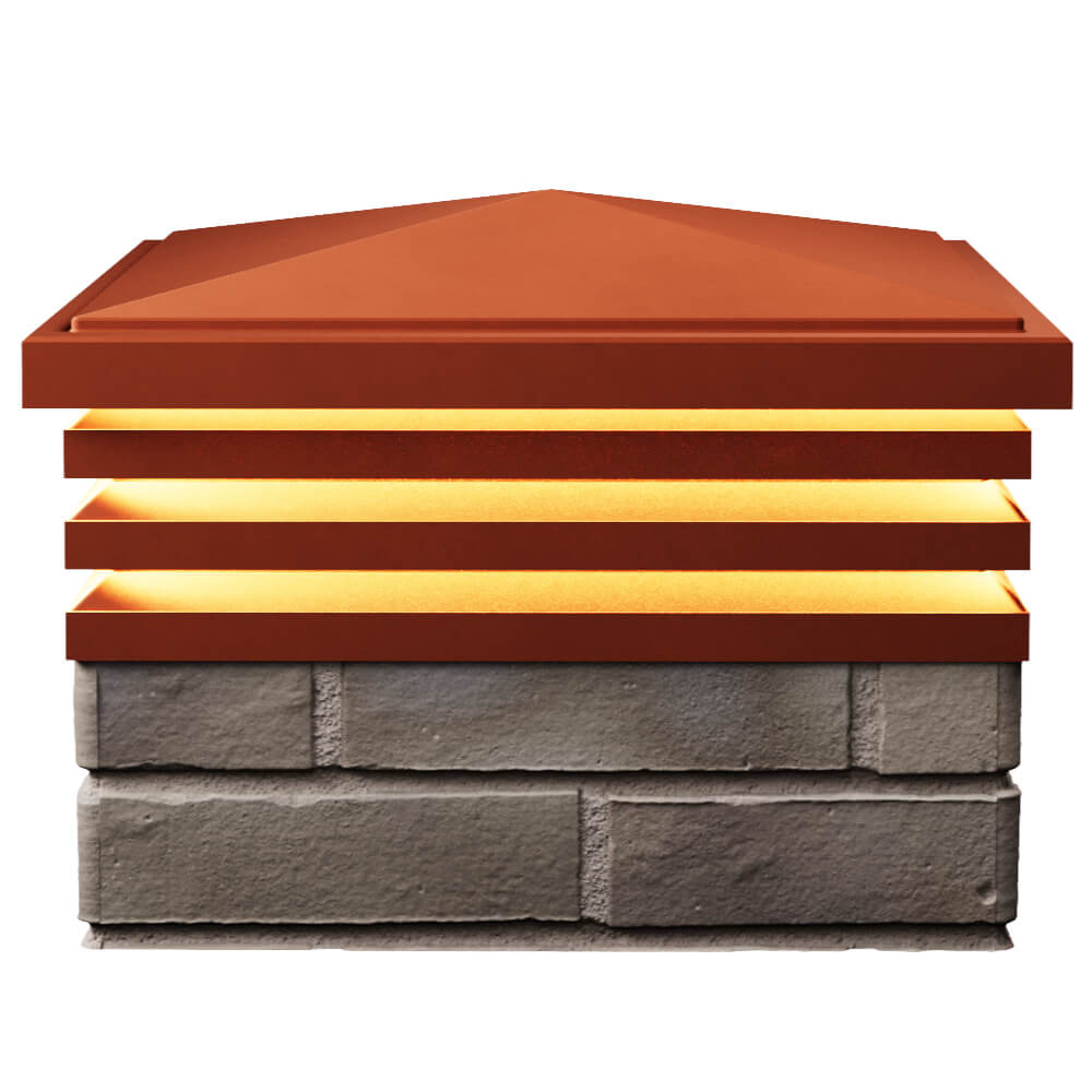 Колпак Zking Бона ХайТек Красный на столб 1.5х1.5 кирпича (385х385мм) с подсветкой в Ачинске фото