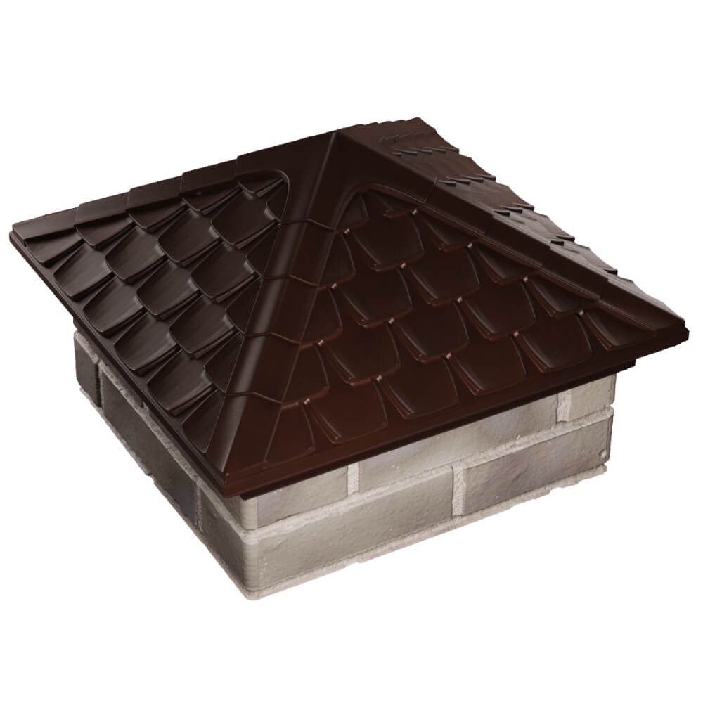 Колпак Zking Эльбрус Коричневый на столб 1.5х1.5 кирпича (385х385мм) в Ачинске фото