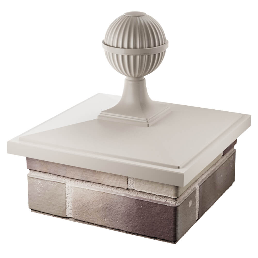 Колпак Zking БонаМоно Бежевый с шаром на столб 1.5х1.5 кирпича (385х385, 400х400мм) в сборе в Ачинске фото